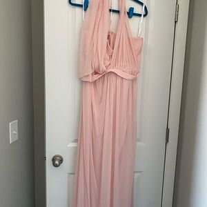 David’s Bridal Bridesmaid Pink Dress with Convertible Straps